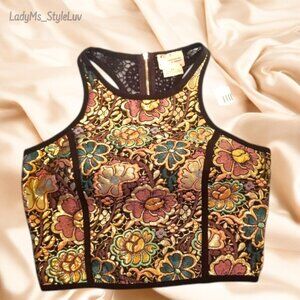 Urban Outfitters Coincidence & Chance Metallic Gold Brocade Racer Back Top NWT